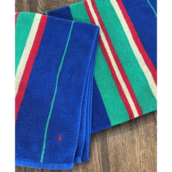 Ralph Lauren Other - Vintage Ralph Lauren Home Beach Towel Stripe Blue Green Red Pony 34x69"